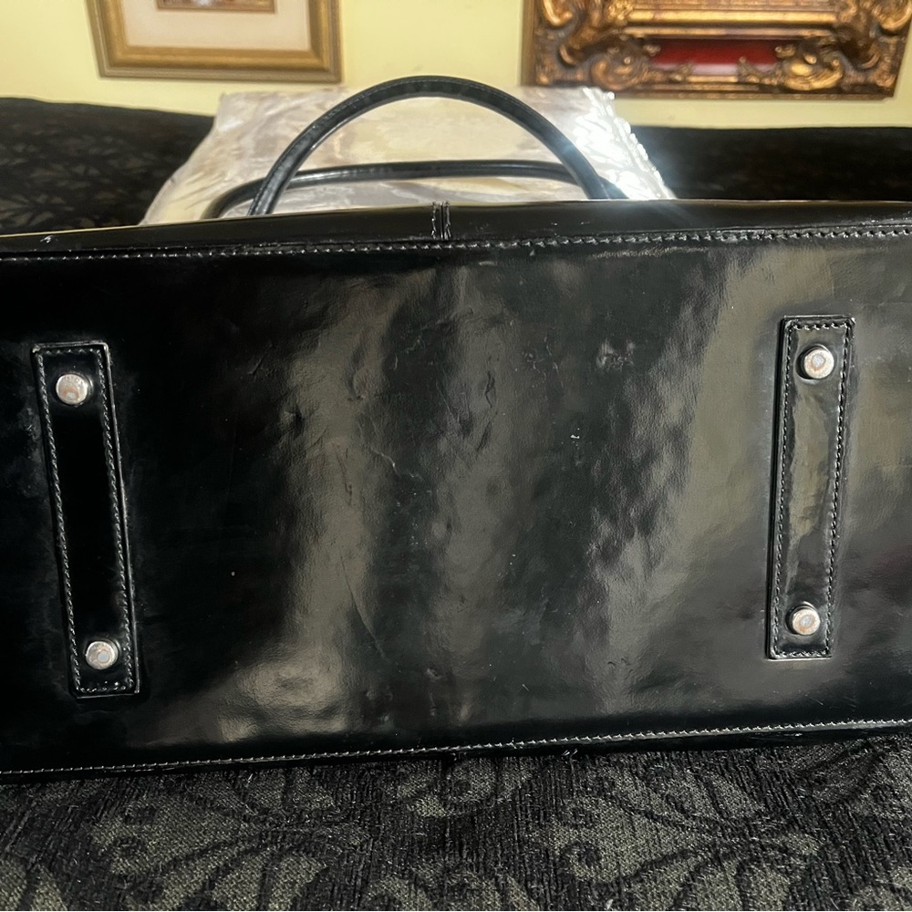 Pollini Glossy Black Leather Piece era 1990’s - Picture 3 of 8